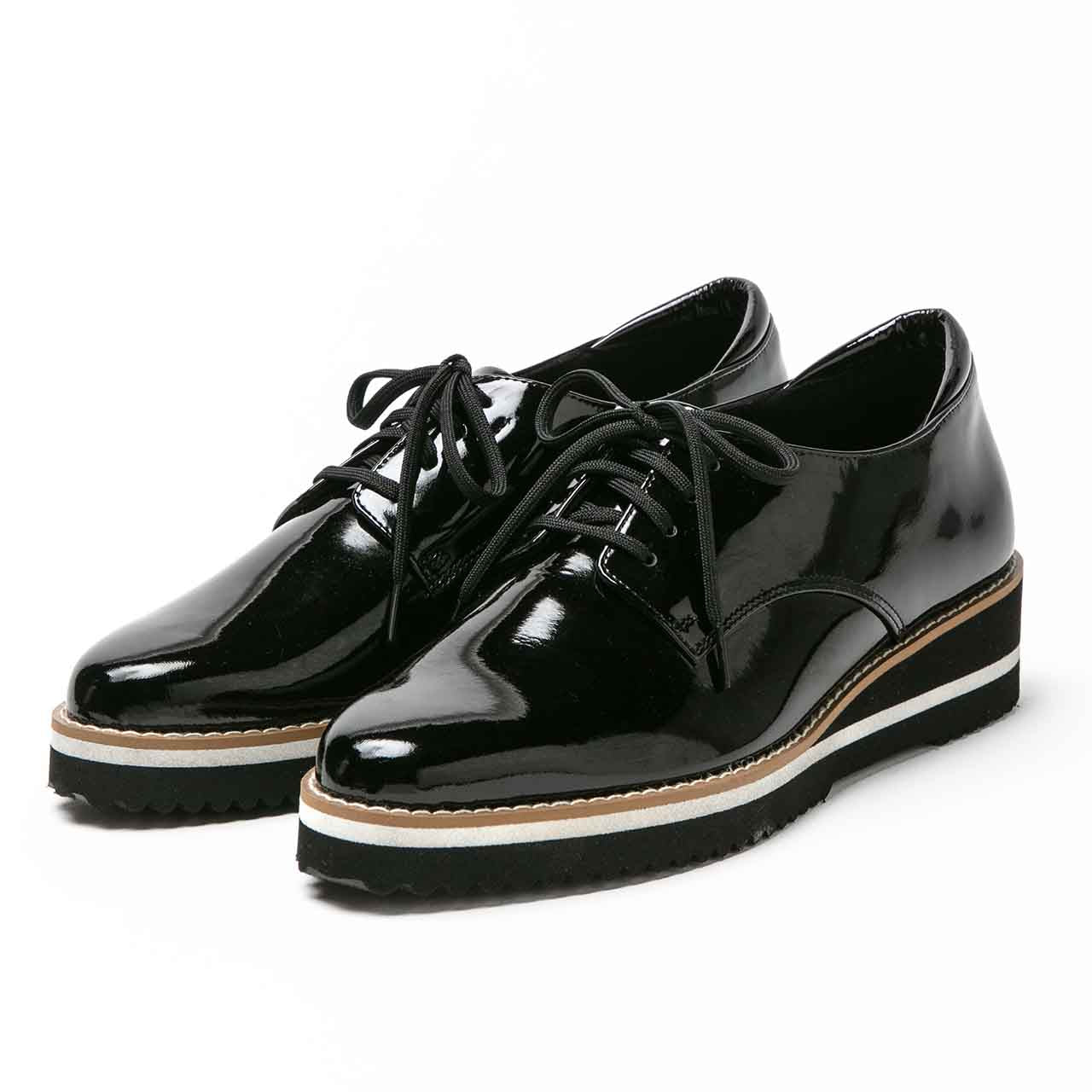 レースアップカジュアル/ブラックE