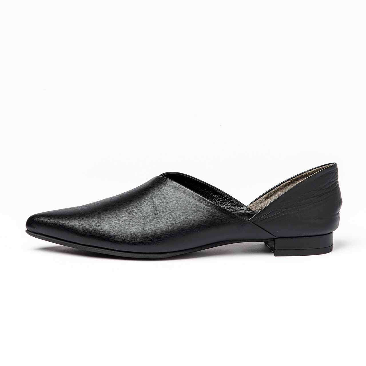 サイドVカットカッターパンプス /ブラック