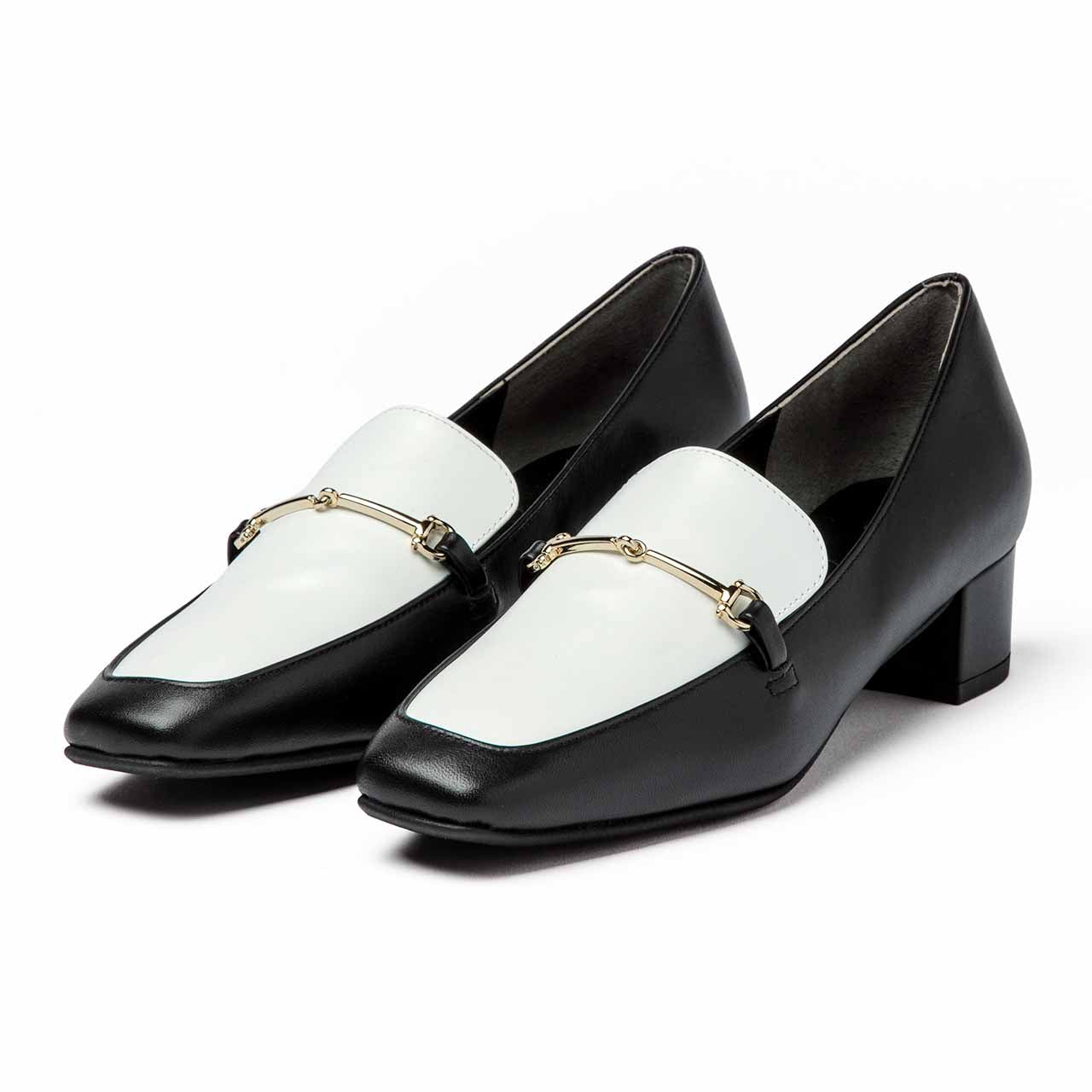 ローヒールバイカラービットローファー /ブラック