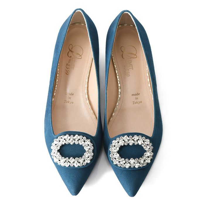 ビジューバックルフラットシューズ