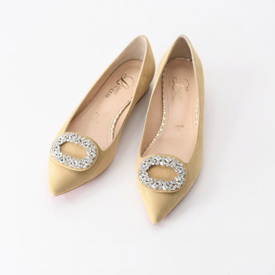 ビジューバックルフラットシューズ