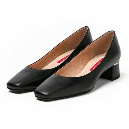 プレーンパンプススクウェアトウ／ブラック