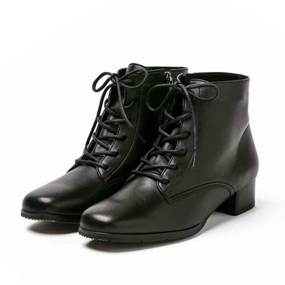 レースアップショートブーツ／ブラック