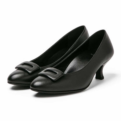 バックルプレーンパンプス／ブラック