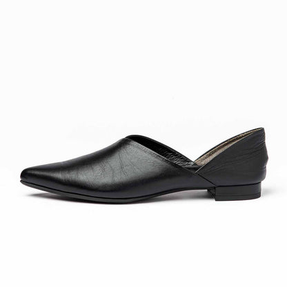 サイドVカットカッターパンプス ／ブラック