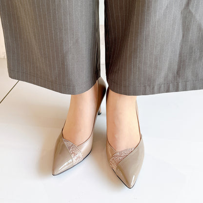 ３カラーポインテッドパンプス