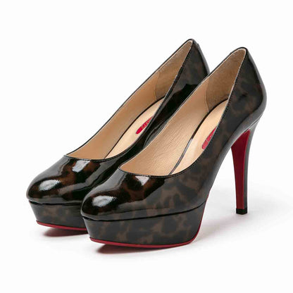 厚底ハイヒールパンプス／レオパードE