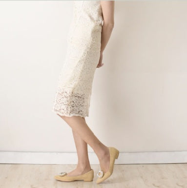 ビジューバックルフラットシューズ