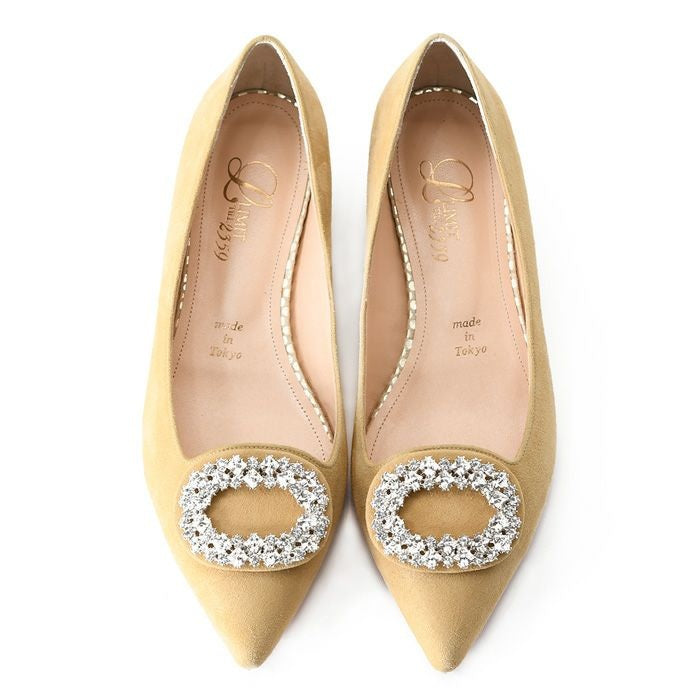 ビジューバックルフラットシューズ