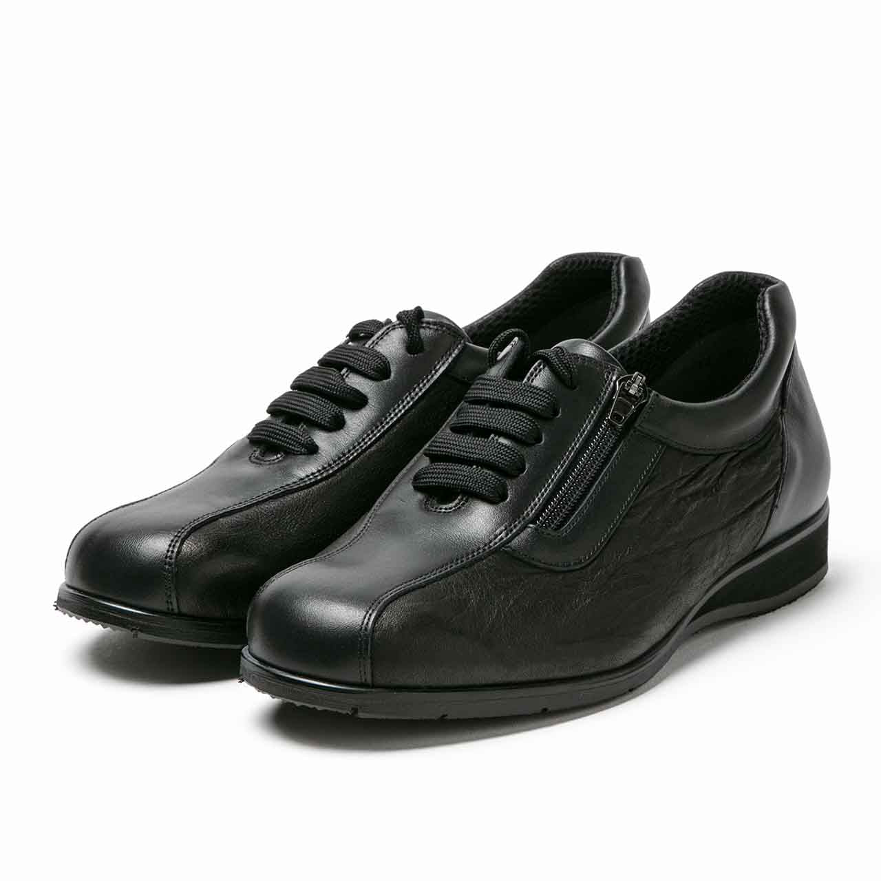 レースアップサイドファスナー／ブラック