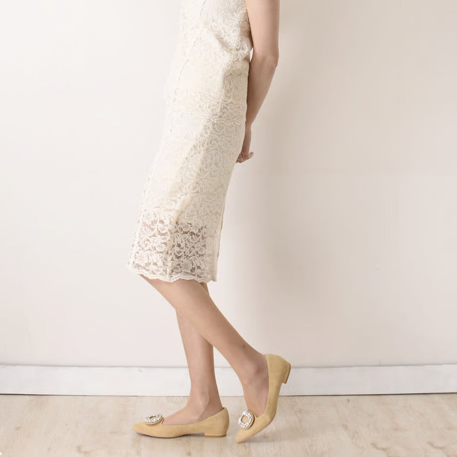 ビジューバックルフラットシューズ