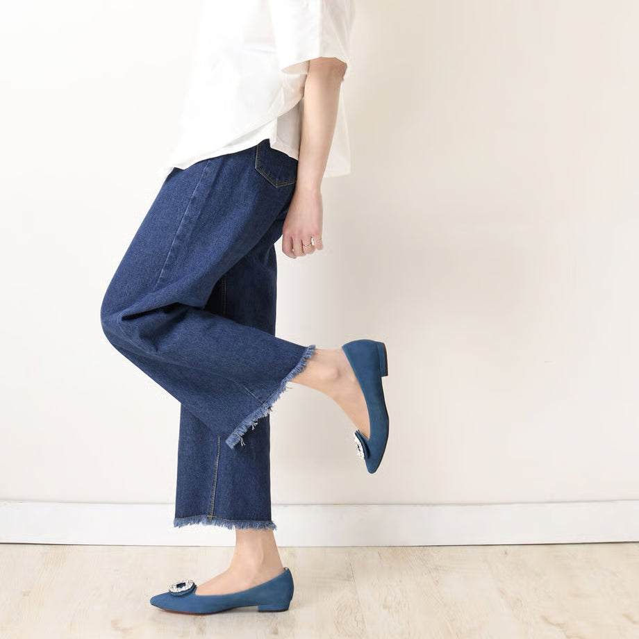 ビジューバックルフラットシューズ