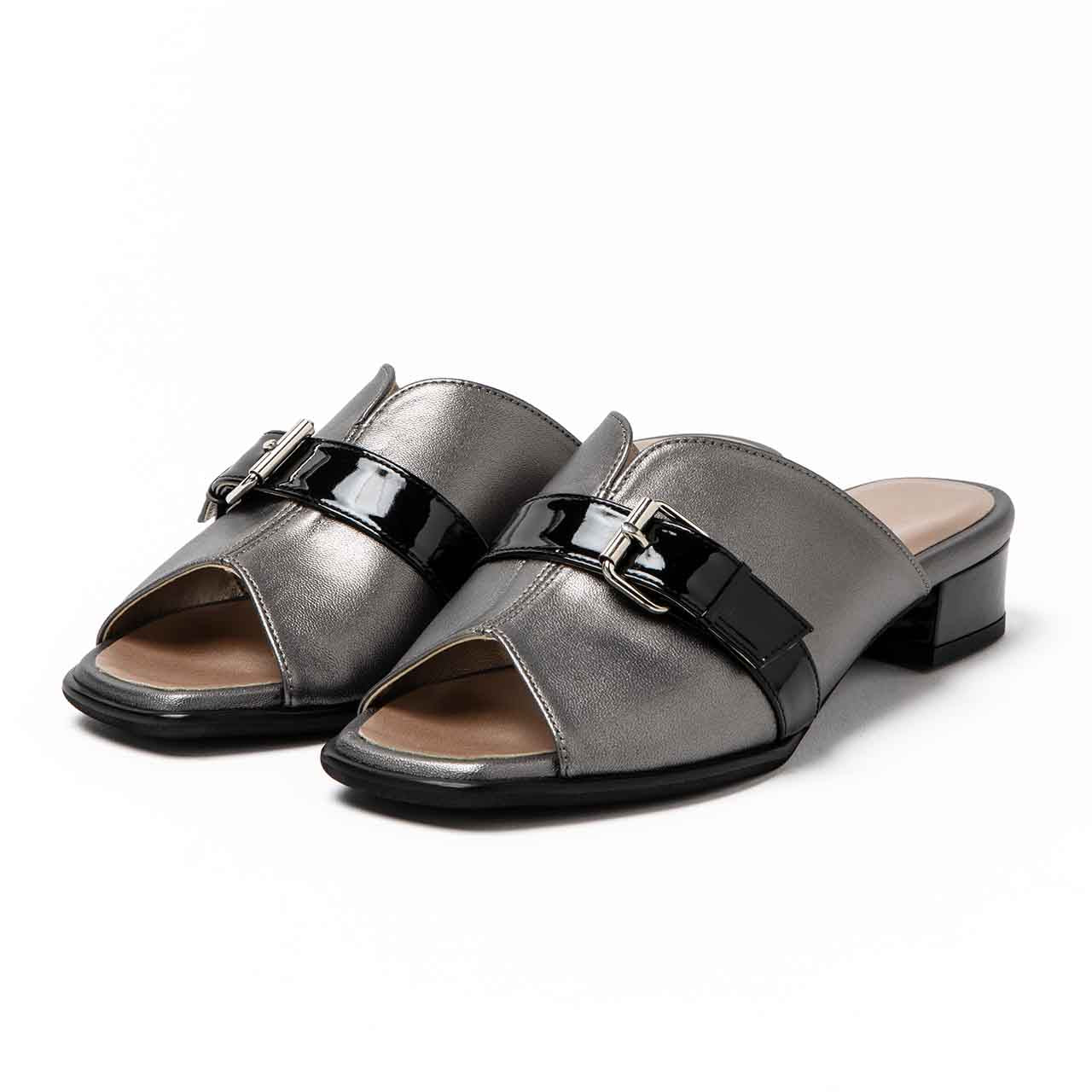 ローヒールミュール／グレー