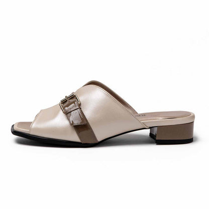 ローヒールミュール／ベージュ